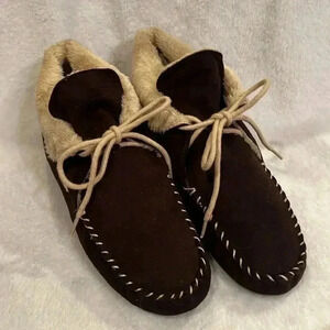 Xhilaration Lace Up Brown Suede Moccasins/Booties - 9